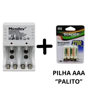 Kit Carregador De Pilhas E Pilhas Recarregáveis