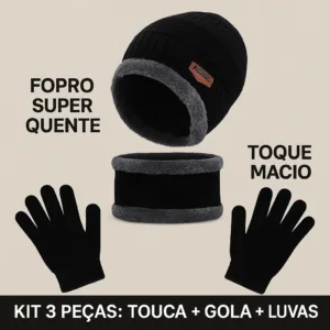 Kit Inverno Touca de Frio + Gola Forrada + Luva Unissex