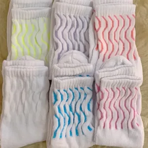 kit 6 Pares Meias Cano Alto Aeróbica Coloridas Academia