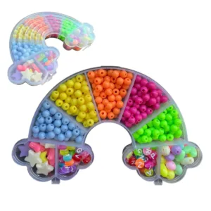 Kit Miçangas Estojo Arco Íris 350 Peças + Fio de Silicone