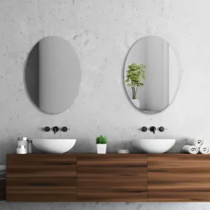 Espelho de Parede Oval Inquebrável em Acrílico 16.5x10.6 in – Sem Moldura, Leve, Decorativo para Banheiro, Quarto ou Sala Estar